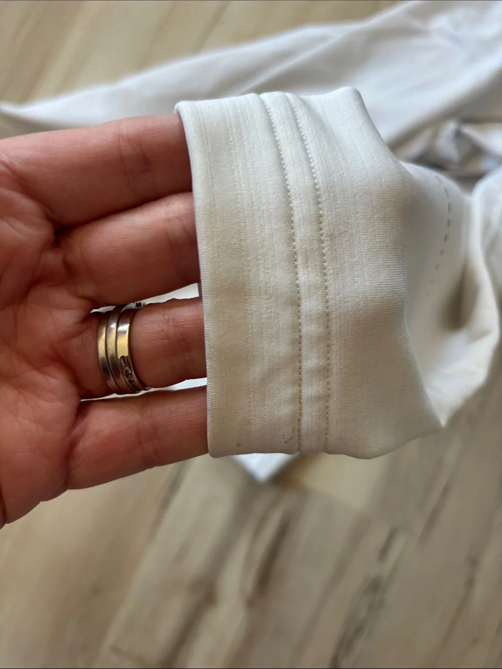 Nike White Long-Sleeve Performance Top with Gray Logo